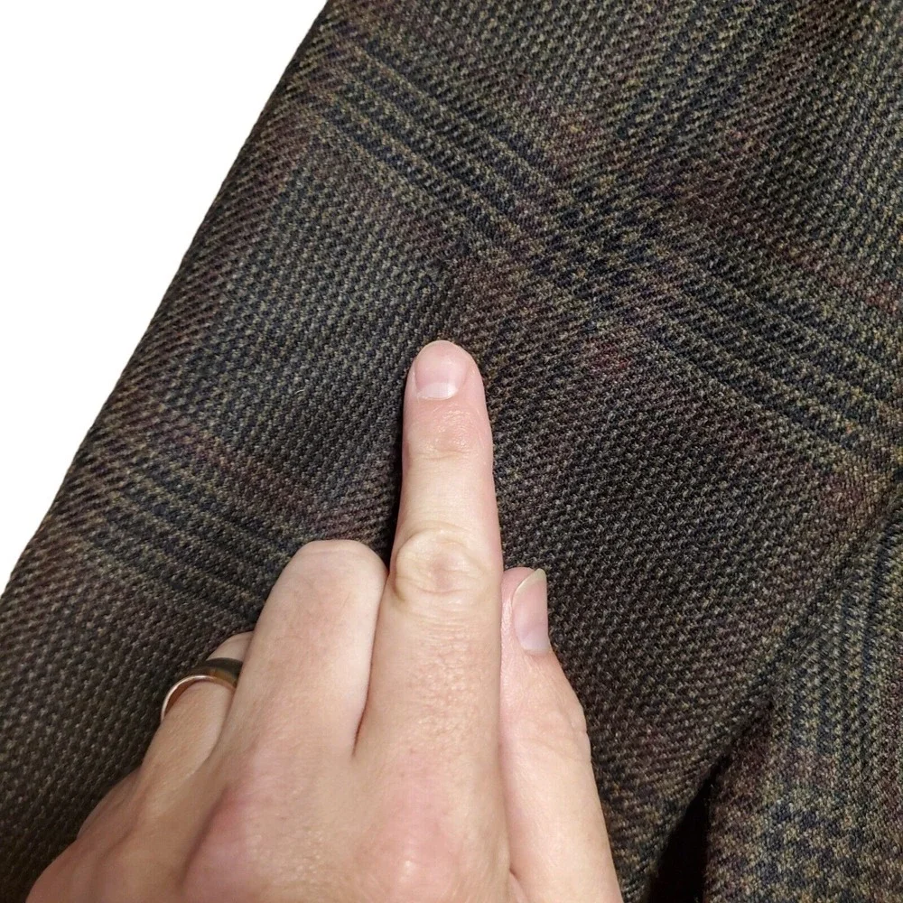 Jos. A. Bank Mens Dark Brown Plaid 100% Wool‎ Sport Coat Jacket Size 42 R